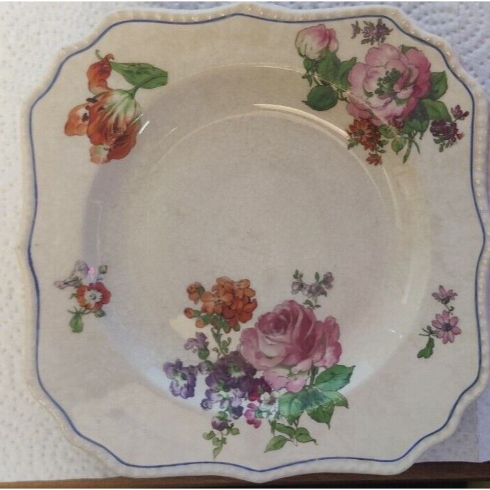 Antique STEUBENVILLE CHINA IVORY Three 8" Square Salad Plates Pre Owned